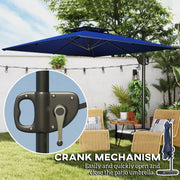 Dark Blue Cantilever Parasol with Weighted Base Square Hanging Umbrella with Crank Tilt by Outsunny