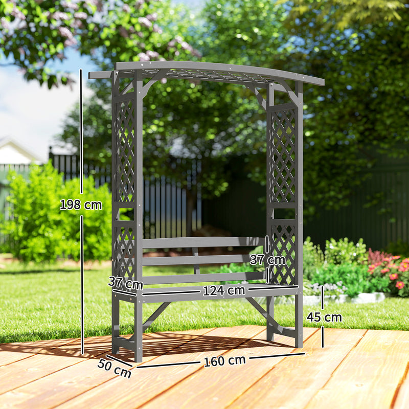 Grey Wooden Garden Arbour Bench with Seat for Climbing Plants and Vines