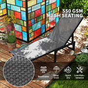 Grey 5 Level Adjustable Reclining Mesh Sun Lounger with Steel Frame for Garden and Beach by Outsunny