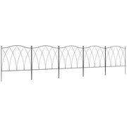 Set of Five Black Decorative Metal Garden Fence Panels 61cm for Borders and Edging
