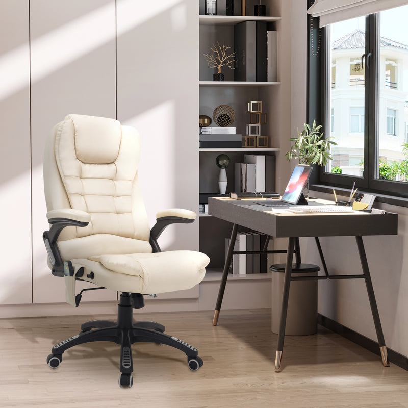 Massage Office Chair with Heat and Adjustable Recline for All Day Comfort Beige