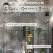 Walk In Polycarbonate Greenhouse With Sliding Door and Rain Gutter For Garden Use Dark Grey