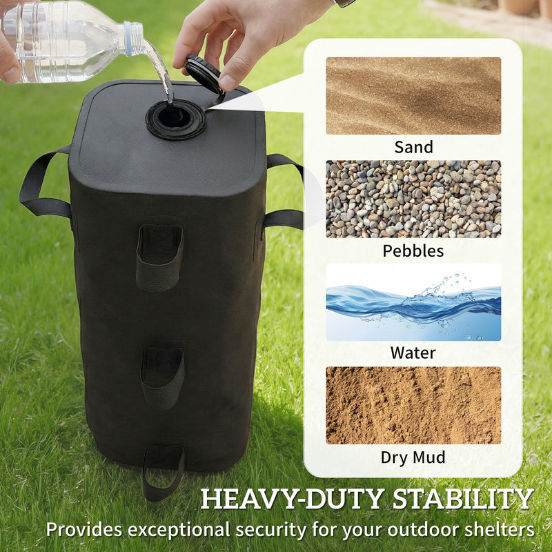 Gazebo Weight Bags Set of 4 for Secure Outdoor Shelters Waterproof Black AOSOM