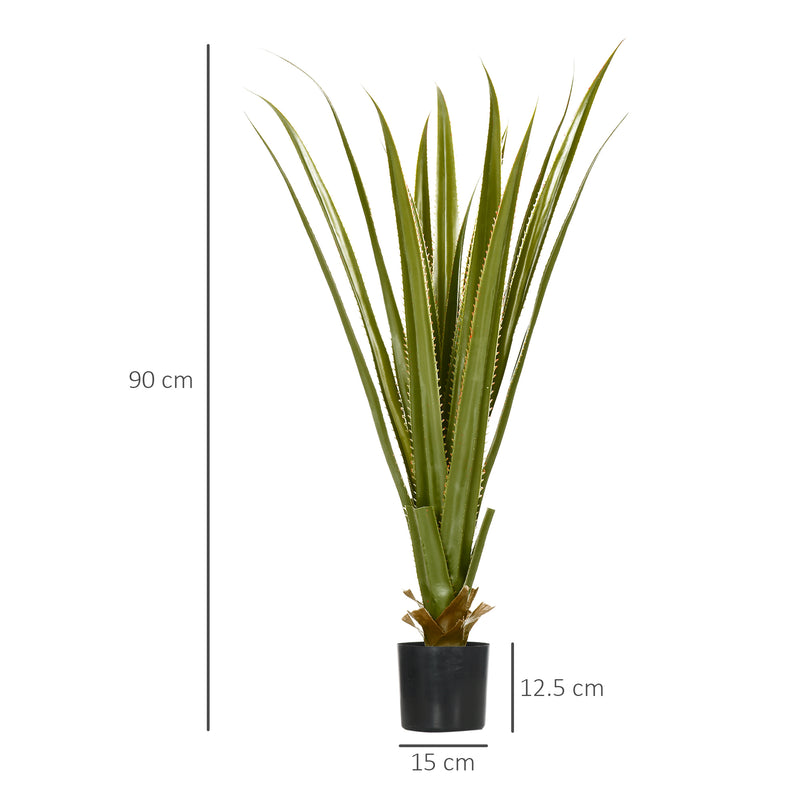 Set of 2 Artificial Agave Plants in Pots Ideal for Home or Office Decor Green