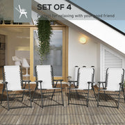 2 Piece Folding Garden Chairs Set with Armrests for Camping Beach or Patio Cream White AOSOM