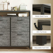 Shoe Storage Cabinet with 4 Flip Drawers and Open Shelf for Hallway Organisation, Cement Grey