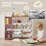 Kids Toy Storage Unit with 8 Removable Bins and Shelves Ideal for Bedroom or Playroom Pink