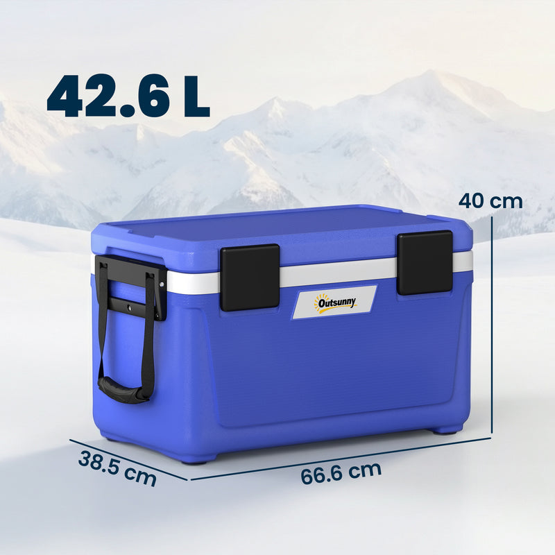 Cooler Box for Camping Keeps Food and Drinks Cold Up to 3 Days 42L Dark Blue Outsunny