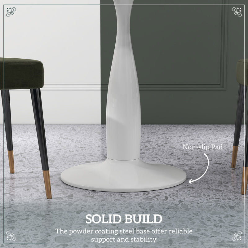 Modern Round Dining Table with Steel Base Space Saving Design for Small Spaces Grey