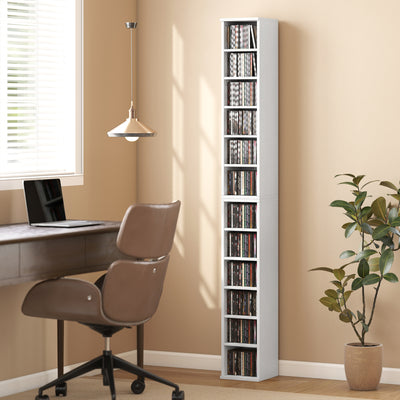 CD Storage Shelves Set of 2 with Adjustable Compartments for Media Organisation White AOSOM