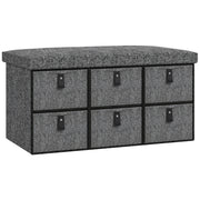 Shoe Storage Bench with 6 Drawers and Padded Seat Ideal for Hallway or Entryway Dark Grey