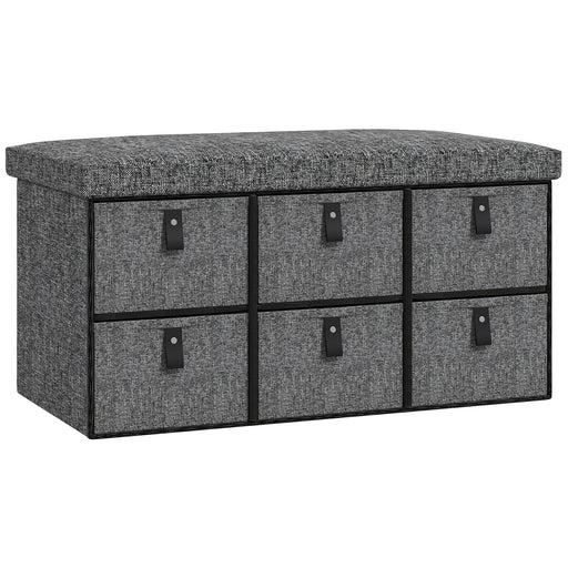 Shoe Storage Bench with 6 Drawers and Padded Seat Ideal for Hallway or Entryway Dark Grey