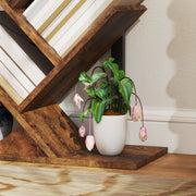 Four Section Tree Bookcase With Open Shelves For Living Room Or Bedroom, Wood Effect