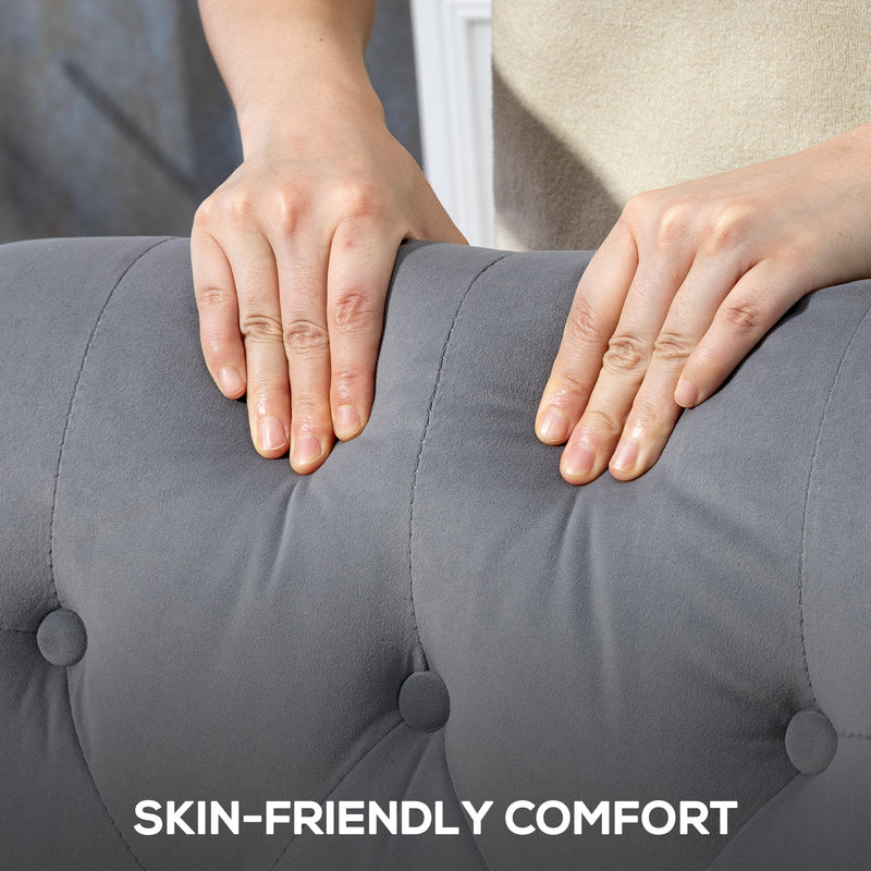 Retro Wingback Accent Chair With Button Tufted Backrest For Living Room Comfort Light Grey