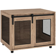 Dog Crate Furniture with Sliding Door for Medium Dogs Walnut Brown 80cm by PawHut