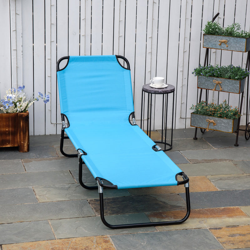 Adjustable Reclining Garden Sun Lounger with Five Backrest Positions for Outdoor Relaxing Light Blue