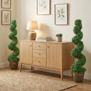 Artificial Spiral Boxwood Trees Set of 2 for Easy Year Round Greenery Indoors or Outdoors Green AOSOM
