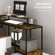 L Shaped Industrial Style Multi Work Desk For Home Office by HOMCOM