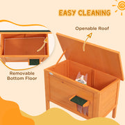 Wooden Insulated Outdoor Cat House with Removable Floor and Open Roof for All Seasons, Orange