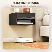Floating Bedside Tables Set of 2 with Drawer and Shelf Space Saving High Gloss Black AOSOM