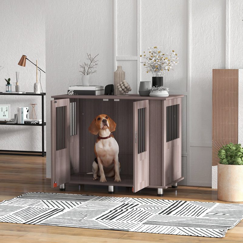 Dog Crate Table for Medium and Large Dogs with Magnetic Door Indoor Use 95x55x75cm Purple by PawHut
