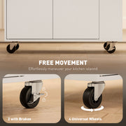 Rolling Kitchen Island with Drawer and Towel Rail for Extra Storage Space, White 82x38x86.5cm