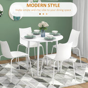 Folding Round Dining Table for 4 with Drop Leaf Space Saving Design for Small Kitchens White