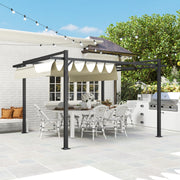 3 x 4m Aluminium Pergola with Retractable Canopy Grey Khaki by Outsunny