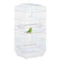 Large White Metal Bird Cage with Perches Swing and Bowls for Budgies and Parakeets by PawHut