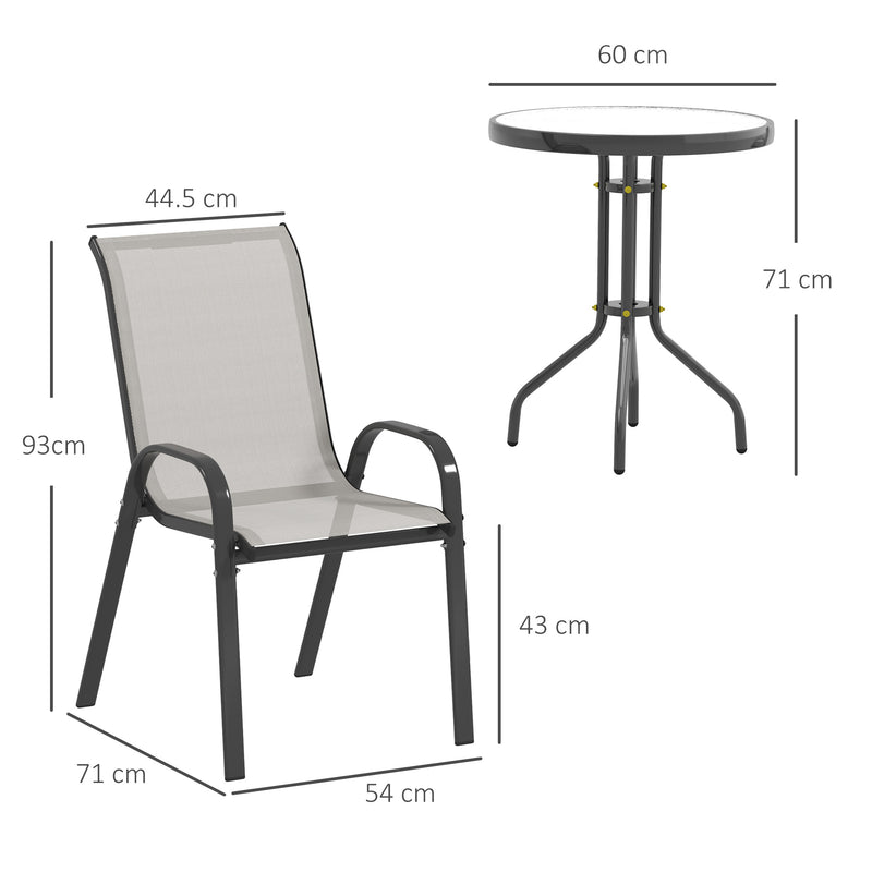 Outsunny Three-Piece Outdoor Garden Set - Light Grey AOSOM