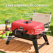 Red Folding Charcoal BBQ Grill with Thermometer Vent and 1232 cm² Cooking Area by Outsunny