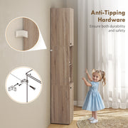 6 Tier Tall Bathroom Storage Cabinet with Shelves for Towels and Toiletries Natural AOSOM