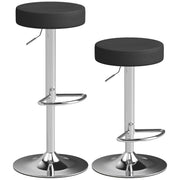 Adjustable Backless Bar Stools Set of 2 Space Saving Kitchen Island Seating Black Homcom