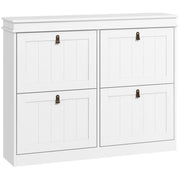 Shoe Storage Cabinet for Hallway Organisation with Four Drop-Down Compartments White AOSOM