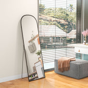Full Length Standing Mirror with Aluminium Frame for Bedroom or Hallway, Black