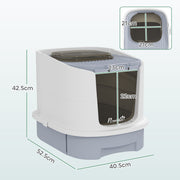 Grey Covered Cat Litter Box With Lid Scoop Deodorisation Bags and Drawer Tray by PawHut