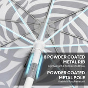 1.8m Beach Parasol with Adjustable Tilt and UPF30 Sun Protection for Beach or Garden Outsunny