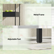 Two Tier House Shaped Plant Stand for Indoor or Outdoor Display with Adjustable Feet Black Outsunny