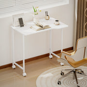 Compact Folding Desk on Wheels for Home Office or Study Space White Wood Effect AOSOM