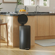 30L Pedal Kitchen Bin with Soft Close Lid and Removable Inner Bucket for Home Use Black
