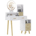 White Elegant Dressing Table with LED Mirror and Storage by HOMCOM