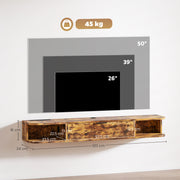 Wall Mounted TV Unit 120 cm for TVs up to 50 Inch with Storage Shelf Rustic Brown