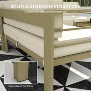 Gold Metal Garden Sofa Set 6 Seater Modular Design With Cushions And Glass Top Coffee Table Outsunny