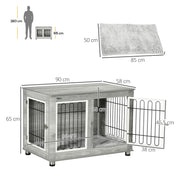 Indoor Dog Crate with Cushioned Bed and Storage Top for Medium and Large Dogs Grey