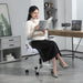 White Mesh Swivel Office Chair with Lumbar Support Ergonomic Design by Vinsetto