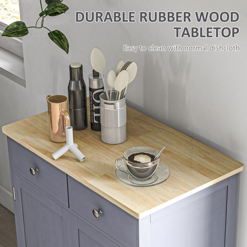 Kitchen Storage Cabinet with Drawers and Adjustable Shelves for Organised Worktops Grey Oak Homcom