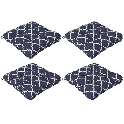 Blue 4 Piece Garden Chair Cushion Set With Ties For Indoor Or Outdoor Comfort