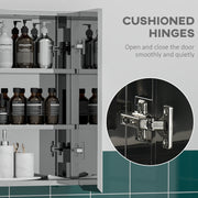 Wall Mounted Bathroom Mirror Cabinet With Storage Shelves And Hinged Door White