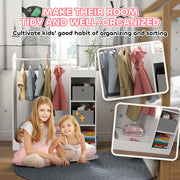 White Kids Clothes Rail with Storage Shelves Mirror and Boxes for Bedroom or Nursery by AIYAPLAY