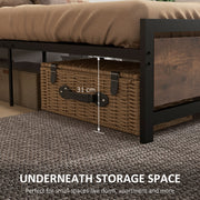 Single Metal Bed Frame with Headboard Footboard and Underbed Storage for Adults Bedroom